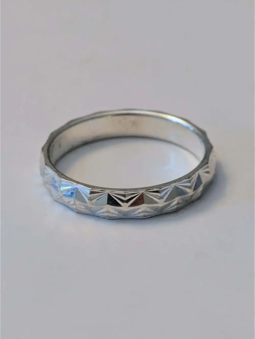 1960's italian sterling silver starburst band ring